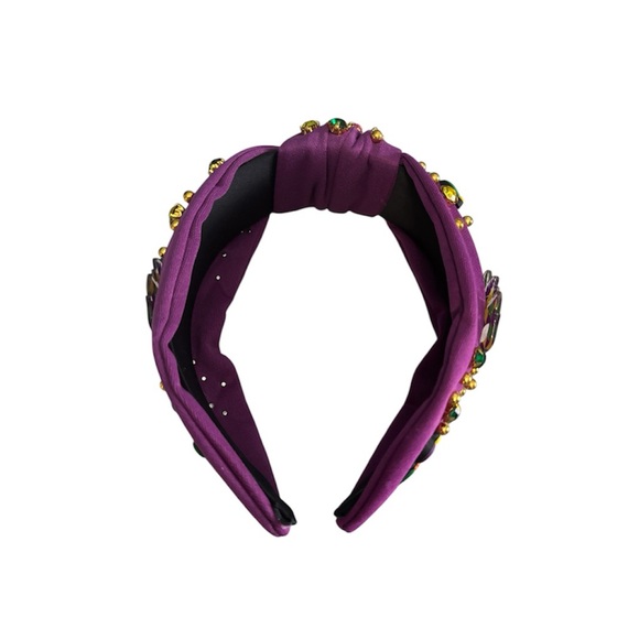 Mardi Gras Embellished Purple Headband - Picture 6 of 6